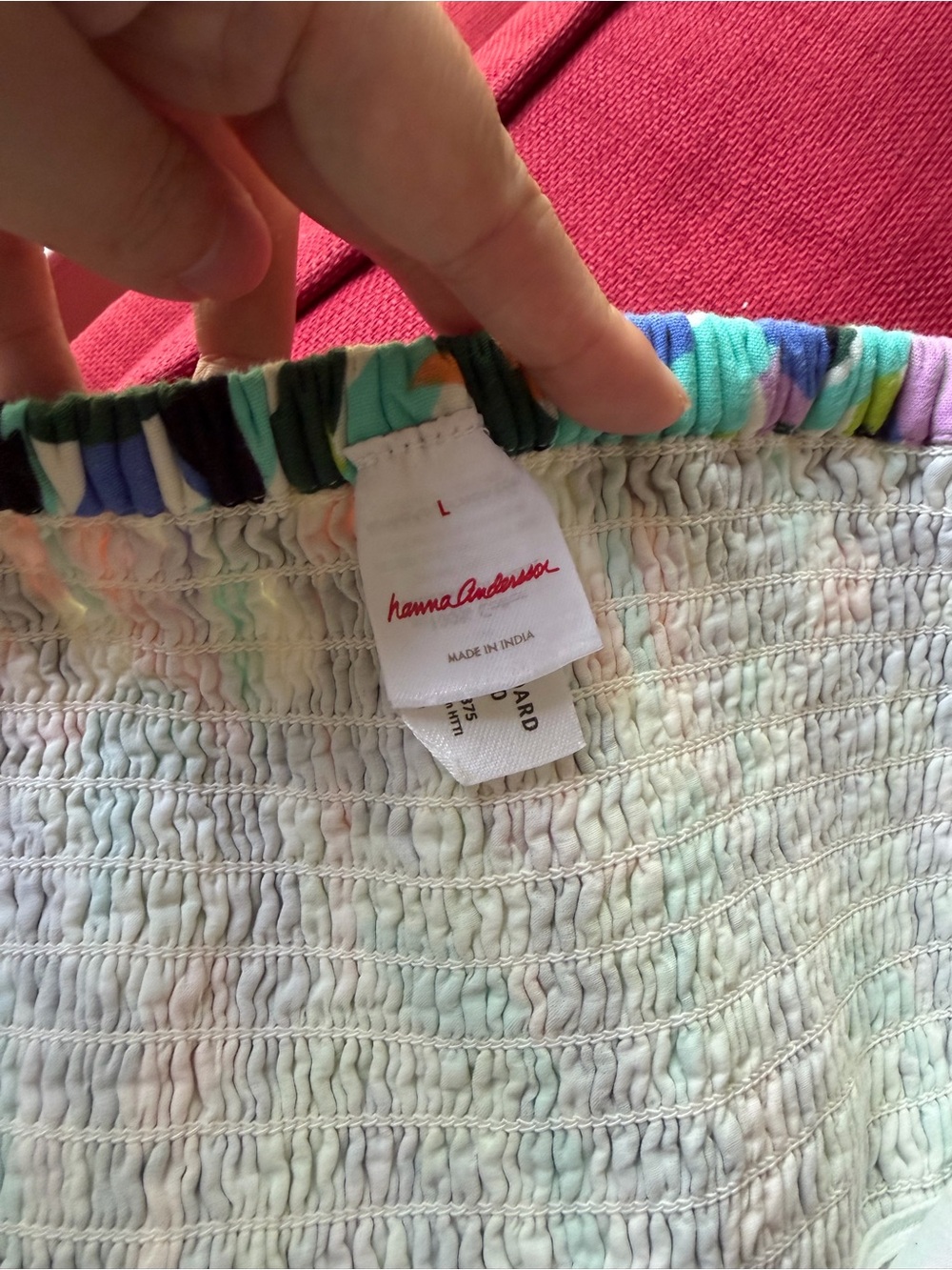 Hanna Andersson Pastel Smocked Dress with Bright Trim - Picture 3 of 5